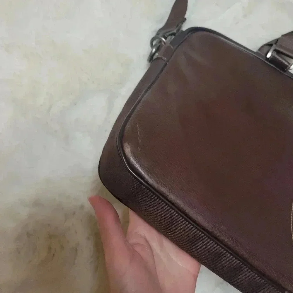 BOCONI BRYANT LEATHER SLEEVE BRIEFCASE LAPTOP TABLET DARK BROWN